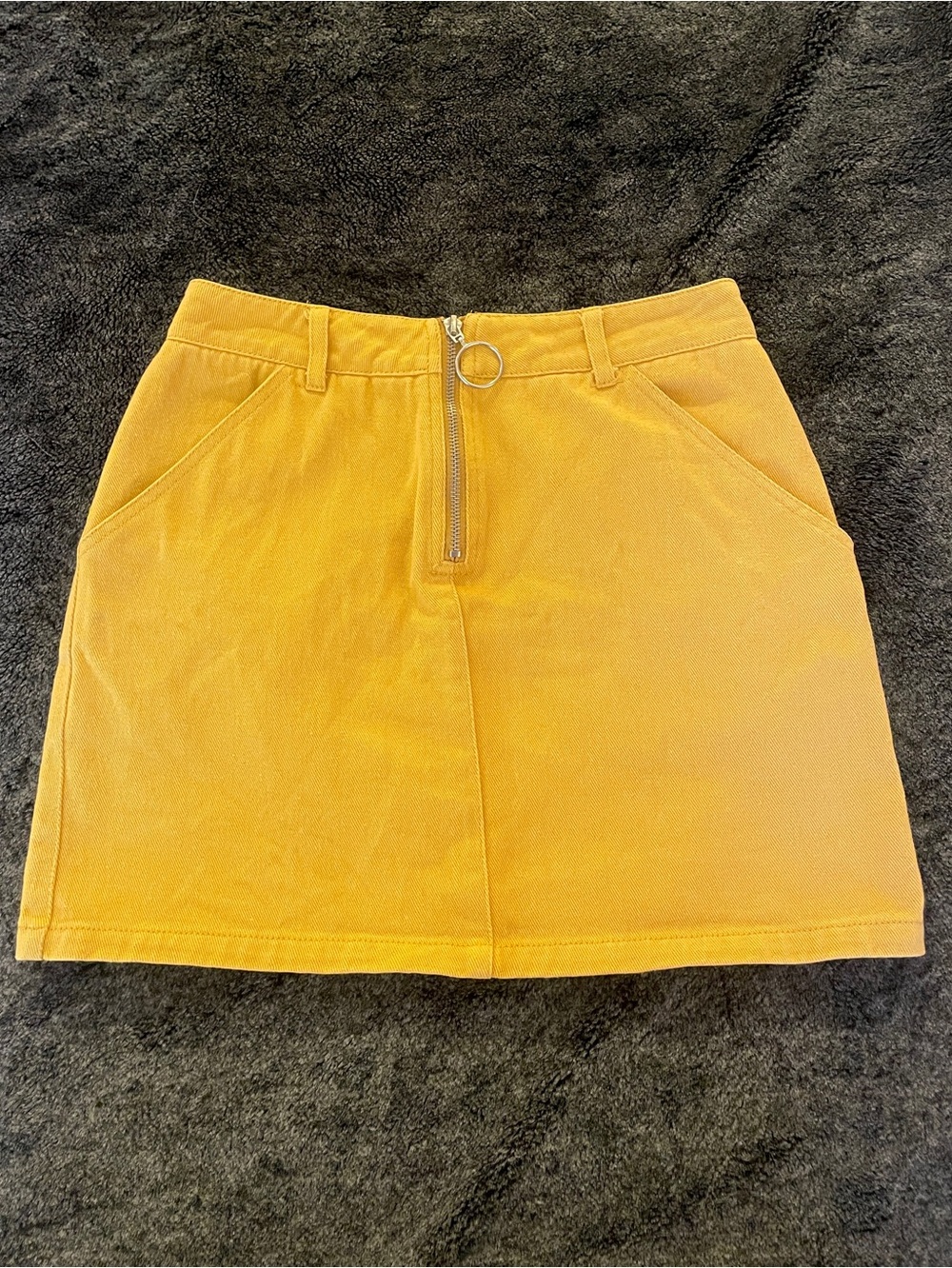 Mustard Yellow Zip-Front Mini Skirt